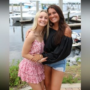 RESET by jane pink & white floral top and skirt